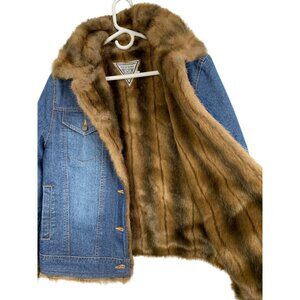 Vintage 90s Marvin Richards Denim Jacket Trucker Mink Size M Blue RD10706